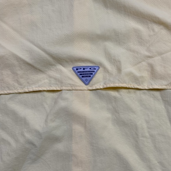 Columbia PFG Fishing Shirt Men's 4XT Yellow Short Sleeve Button Up Omni Shade - Picture 12 of 14